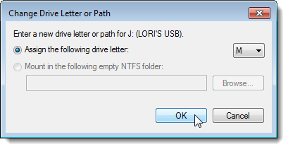 assign drive letter to usb drive