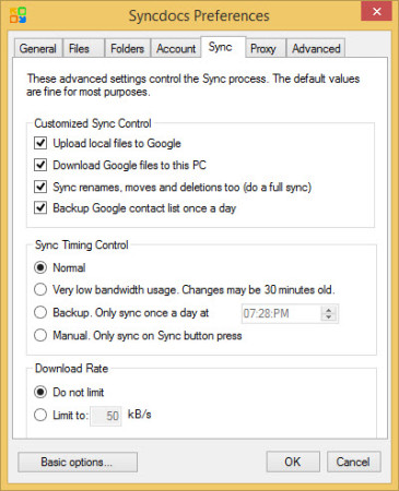 SyncDocs Preferences USB Google Drive