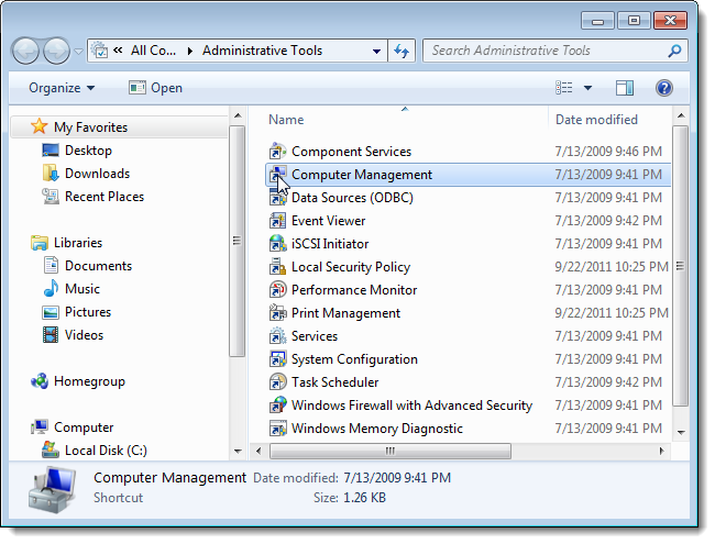 Windows 7 Computer Management