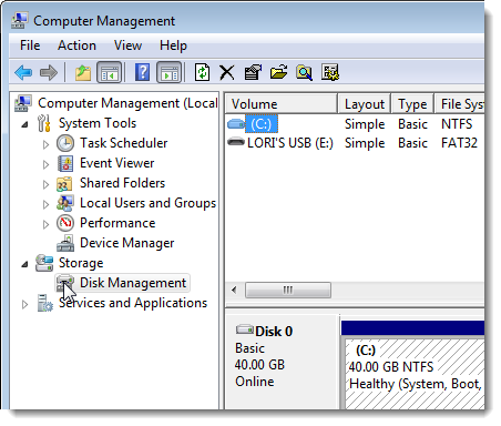 Windows 7 Disk Management
